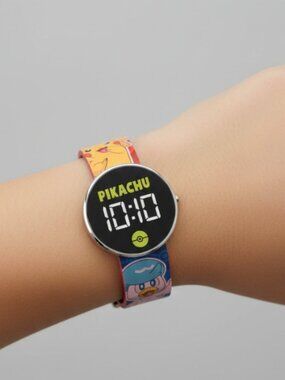 Pokemon Pikachu LED Digital Watch Kids Round Face Accutime NEW Age 6+